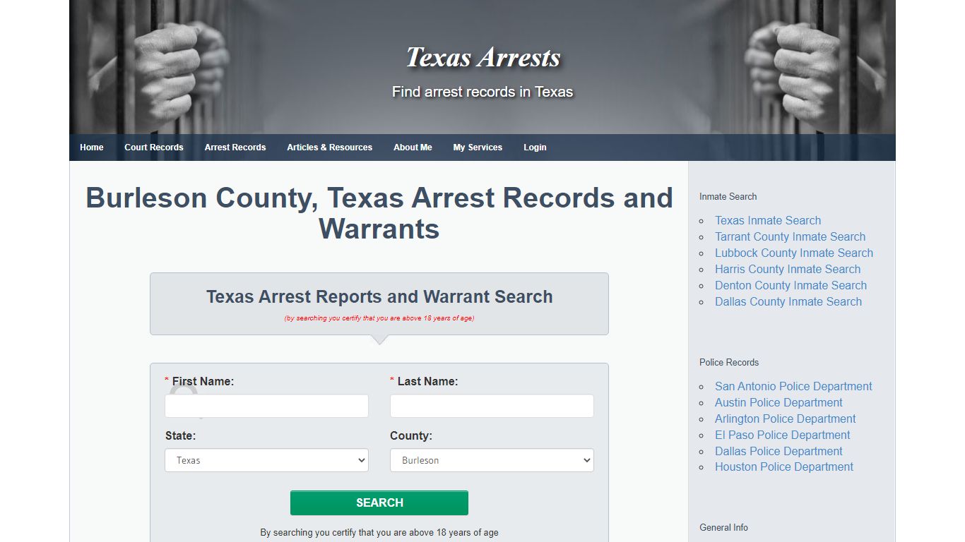 Burleson County, Texas Arrest Records and Warrants