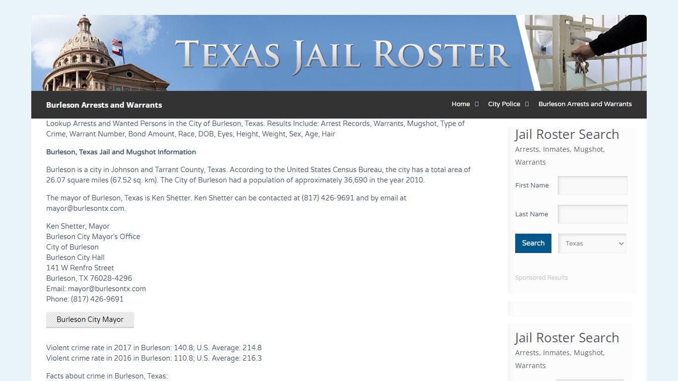 Burleson Arrests and Warrants | Jail Roster Search